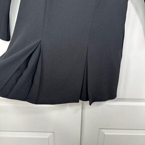 Topshop Black Double-Pleat Front Split-Cuff Mini Dress 6 - Picture 4 of 13